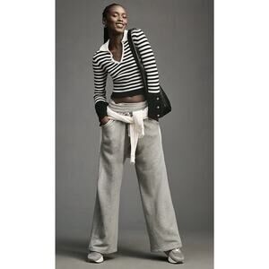 Anthropologie Maeve NWT Cropped Sweater Gold Button Cuff Bell Sleeve Sz M